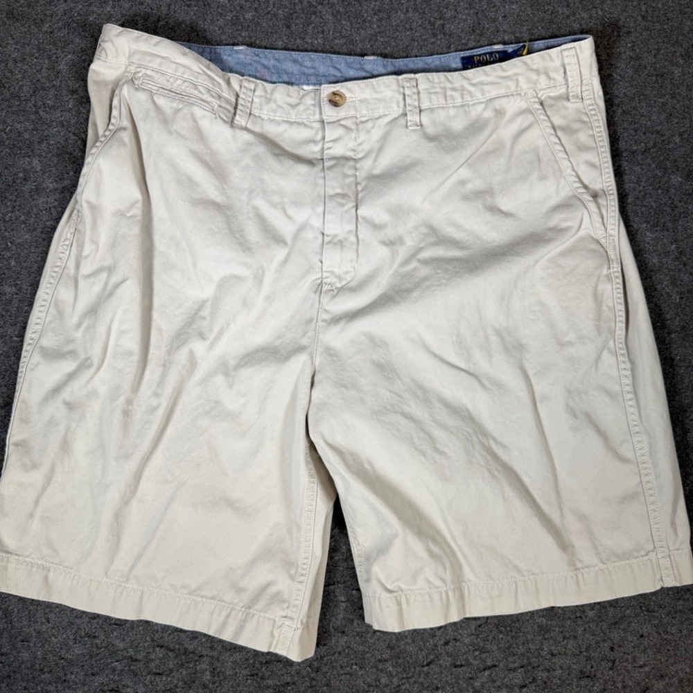 Polo Ralph Lauren Mens Relaxed Fit Chino Shorts Tan Khaki Size 42‎ Cotton Twill